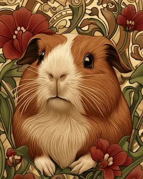 Stylized Guinea Pig #1 - Pet Modern Art Prints – 8″x10″ Artwork for 11″x14″ Frame