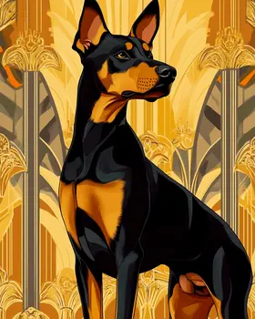Stylized Doberman Pinscher #1 - Pet Modern Art Prints – 8″x10″ Artwork for 11″x14″ Frame