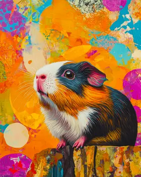 Stylized Guinea Pig #2 - Pet Modern Art Prints – 8″x10″ Artwork for 11″x14″ Frame