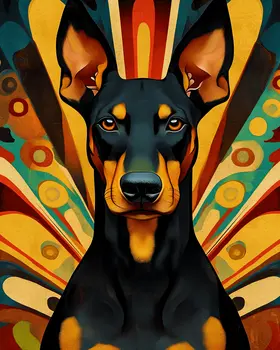 Stylized Doberman Pinscher #2 - Pet Modern Art Prints – 8″x10″ Artwork for 11″x14″ Frame