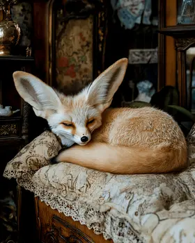 Sleeping Fennec Fox - Animal Still Life Art Prints – 8″x10″ Artwork for 11″x14″ Frame