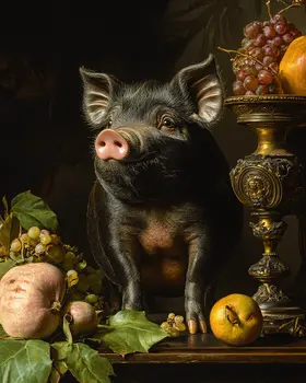 Vietnamese Pot-bellied Pig - Animal Still Life Art Prints – 8″x10″ Artwork for 11″x14″ Frame