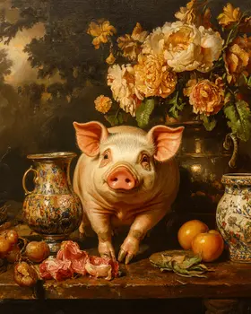 Pot-bellied Pig - Animal Still Life Art Prints – 8″x10″ Artwork for 11″x14″ Frame