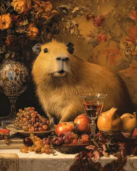 Vintage Capybara - Animal Still Life Art Prints – 8″x10″ Artwork for 11″x14″ Frame
