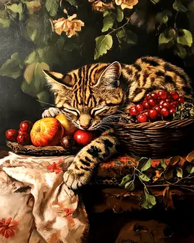 Sleeping Ocelot - Animal Still Life Art Prints – 8″x10″ Artwork for 11″x14″ Frame