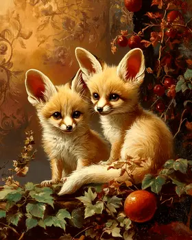 Fennec Fox Kits - Animal Still Life Art Prints – 8″x10″ Artwork for 11″x14″ Frame