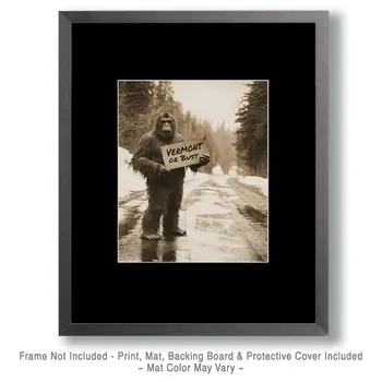 Bigfoot Hitchhiking to Vermont - Cryptids  8"10" Artwork for 11"x12" Frame