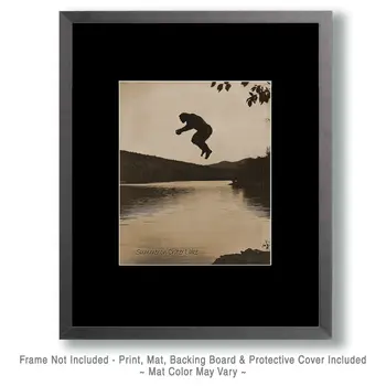 Jumping Bigfoot - Crater Lake Oregon Art Prints – 8″x10″ Artwork for 11″x14″ Frame