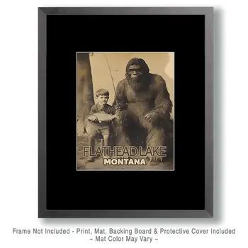 Bigfoot Fishing Trip - Flathead Lake Montana Art Prints – 8″x10″ Artwork for 11″x14″ Frame