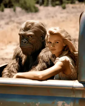 Bigfoot in Back of Pickup - Cryptids  8"10" Artwork for 11"x12" Frame