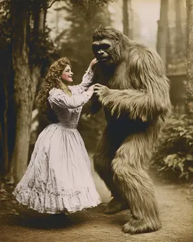 Bigfoot with Dance Partner - Cryptids  8"10" Artwork for 11"x12" Frame
