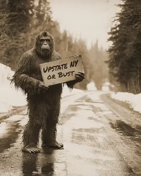 Bigfoot Hitchhiking to Upstate New York - Cryptids  8"10" Artwork for 11"x12" Frame