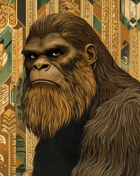 Deco Bigfoot Portrait Art Print - 8"x10" Artwork