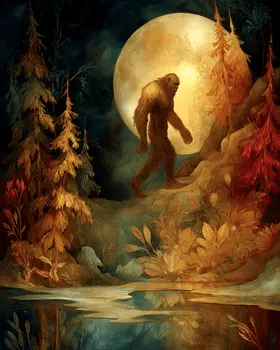 Bigfoot Wandering Art Print - 8"x10" Artwork