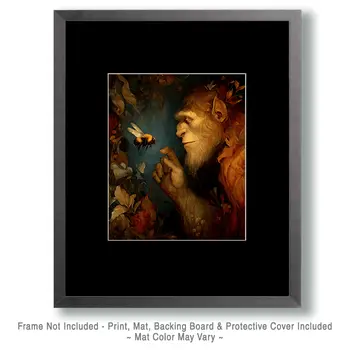 Bigfoot Studies a Bumblebee Art Print - 8"x10" Artwork