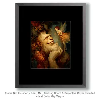 Bigfoot Amused by Fairy's Story Art Print - 8"x10" Artwork