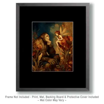 Fairy Enlightening Bigfoot on the Facts Art Print - 8"x10" Artwork