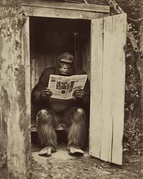Bigfoot Takes a Dump - Cryptids  8"10" Artwork for 11"x12" Frame