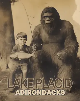 Bigfoot Fishing Trip - Lake Placid Adirondacks Art Prints – 8″x10″ Artwork for 11″x14″ Frame
