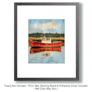 Serene Lobster Boat - Coastal Art Prints - 8"x10" Artwork