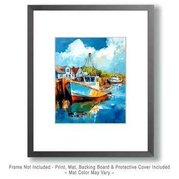 Lone Lobster Boat - Coastal Art Prints - 8"x10" Artwork