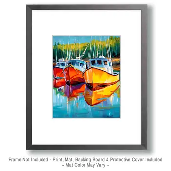 Three Lobster Boats - Coastal Art Prints - 8"x10" Artwork