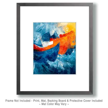 Abstract Boats Caught in Storm - Coastal Art Prints - 8"x10" Artwork