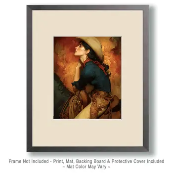 Long Ride Cowgirl Western Art Print - 8"x10" Artwork