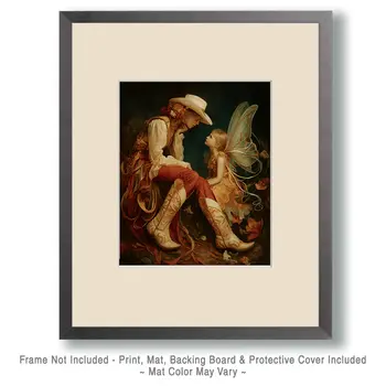 Fairy Asking Cowgirl for Help Western Art Print - 8"x10" Artwork