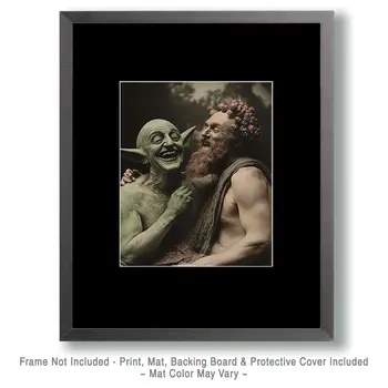 Greek & Alien Share a Laugh - Cryptids Art Prints - 8"x8" Artwork for 12"x12" Frame