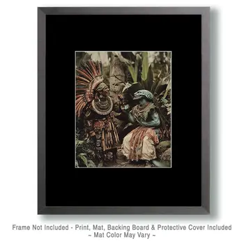 Aztec God & Alien Share a Good Laugh - Cryptids Art Prints - 8"x8" Artwork for 12"x12" Frame