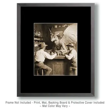 Old West Snallygaster Bartender - Cryptids Art Prints - 8"x8" Artwork for 12"x12" Frame