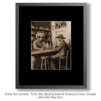 Old West Alien Bartender - Cryptids Art Prints - 8"x8" Artwork for 12"x12" Frame