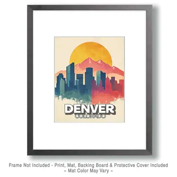 Vintage Cityscape - Denver Souvenir Art Prints - 8"x10" Artwork