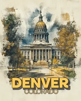 Capital Building - Denver Souvenir Art Prints - 8"x10" Artwork