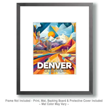 Abstract City by the Mountains - Denver Souvenir Art Prints - 8"x10" Artwork