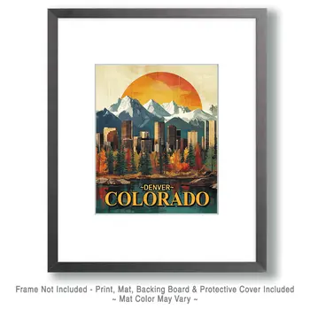 Vintage Downtown Cityscape - Denver Souvenir Art Prints - 8"x10" Artwork