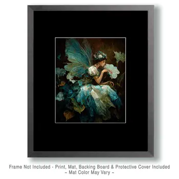 Turquoise Flower Fairy Art Print - Fairies 8"x10" Artwork