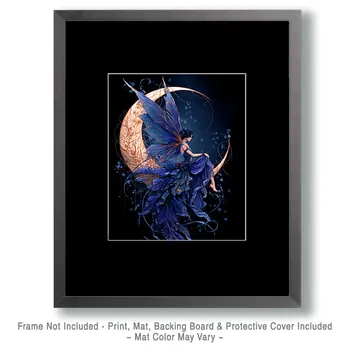 Fairy Sitting on a Crescent Moon Art Print - Fairies 8"x10" Artwork