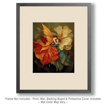 Vintage Fairy Love Art Print - Fairies 8"x10" Artwork