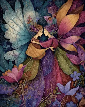 BOHO Fairy Love Art Print - Fairies 8"x10" Artwork