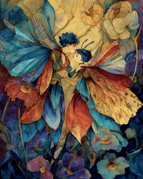 First Fairy Kiss Art Print - Fairies 8"x10" Artwork