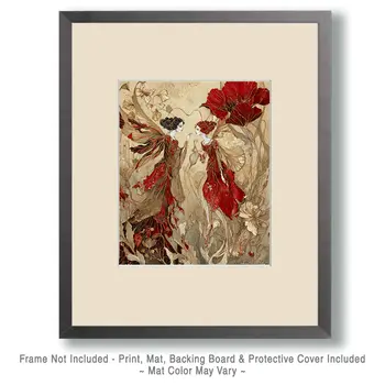 Poppy Fairy Discussion Art Print - Fairies 8"x10" Artwork