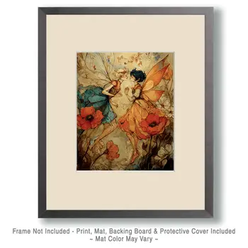 Poppy Fairy Reunion Art Print - Fairies 8"x10" Artwork