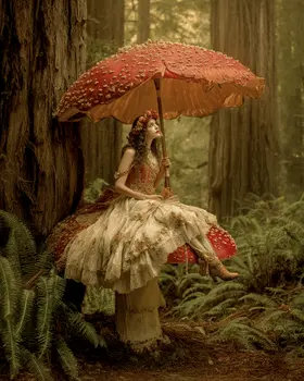 Fairy Caught in the Rain - Fairy Art Print - Fairies 8"x10" Artwork