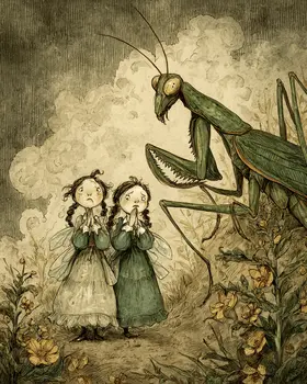 Fairies Afraid of Mantis Art Print - Fairies 8"x10" Artwork