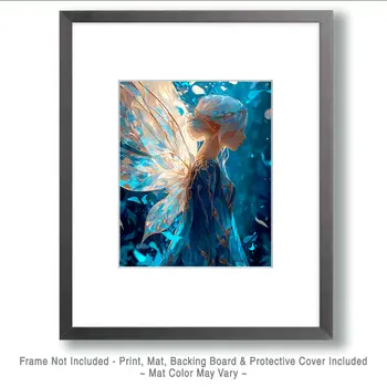 Blue Light Fairy on a Walk Art Print - Fairies 8"x10" Artwork