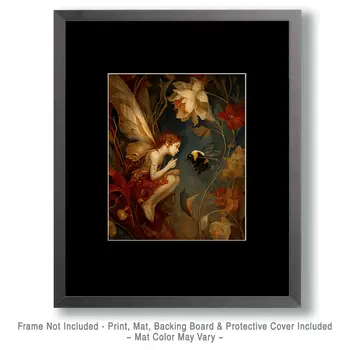 Fairy Chatting with Bumblebbe Art Print - Fairies 8"x10" Artwork