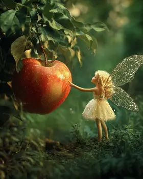 A Fairy Big Apple - Fairies Wall Art Prints – 8″x10″ Artwork for 11″x14″ Frame