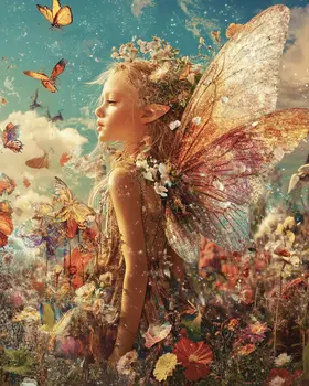 Fae Montage #1 - Fairies Wall Art Prints – 8″x10″ Artwork for 11″x14″ Frame
